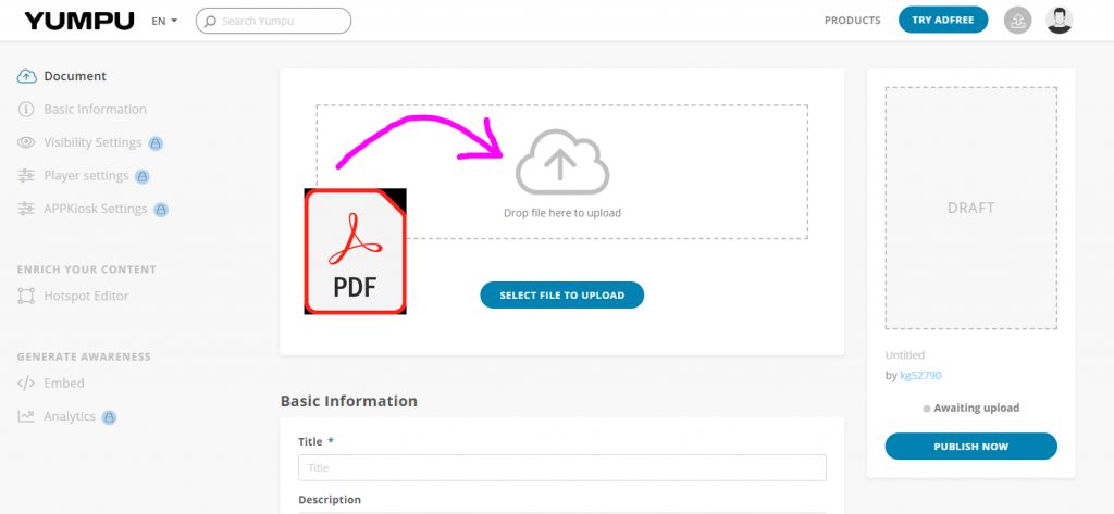How to turn a page turning PDF upload