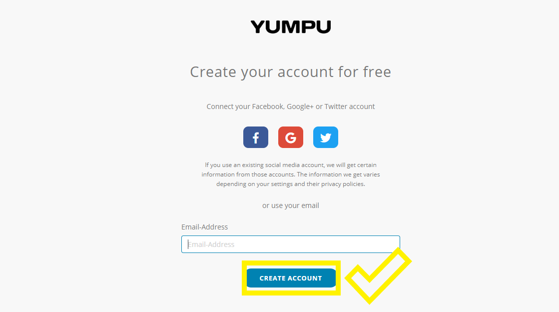 Flipping book account registration on Yumpu Publishing